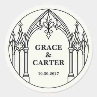 Persoonlijke Zwarte Witte Middeleeuwse Gotische Br Ronde Sticker