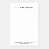 Persoonlijke zwarte witte minimalistische 4x6 post-it® notes (Voorkant)