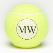 Persoonlijke Zwarte Witte Monogram Beginletters Tennisballen (Achterkant)