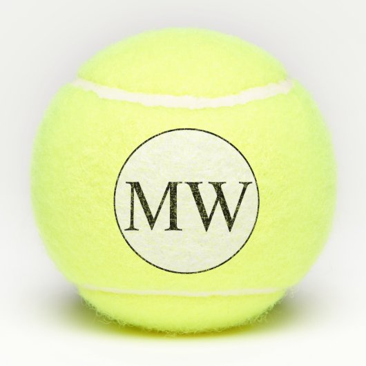 Persoonlijke Zwarte Witte Monogram Beginletters Tennisballen (Achterkant)