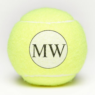 Persoonlijke Zwarte Witte Monogram Beginletters Tennisballen