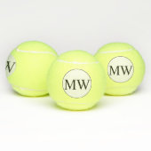 Persoonlijke Zwarte Witte Monogram Beginletters Tennisballen (Multi)