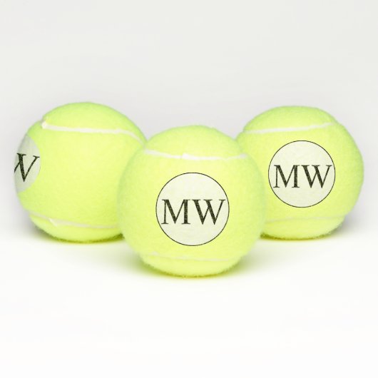 Persoonlijke Zwarte Witte Monogram Beginletters Tennisballen (Multi)