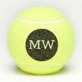 Persoonlijke Zwarte Witte Monogram Beginletters Tennisballen (Achterkant)