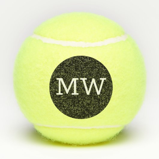 Persoonlijke Zwarte Witte Monogram Beginletters Tennisballen (Achterkant)