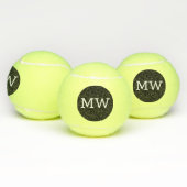 Persoonlijke Zwarte Witte Monogram Beginletters Tennisballen (Multi)