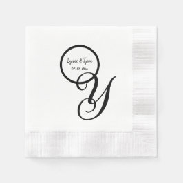 Persoonlijke zwarte witte monogram papieren servet