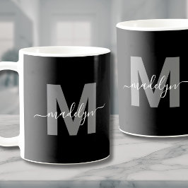 Persoonlijke Zwarte Witte Naam Monogram Koffiemok