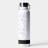 Persoonlijke Zwarte & Witte Onderwijs Doodle Waterfles (Achterkant)