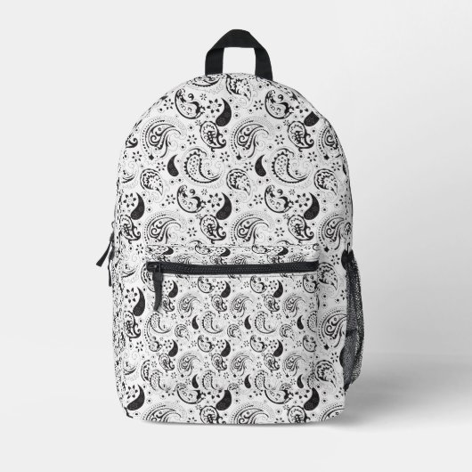 Persoonlijke Zwarte Witte Paisley Rugzak (Voorkant)