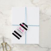 Persoonlijke Zwarte Witte Streep Bruidsdouche Cadeaulabel (Met Touw)