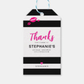 Persoonlijke Zwarte Witte Streep Bruidsdouche Cadeaulabel (Voorkant)