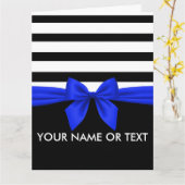 Persoonlijke Zwarte,witte Strepen feestelijke Blau Kaart (Gele Bloem)