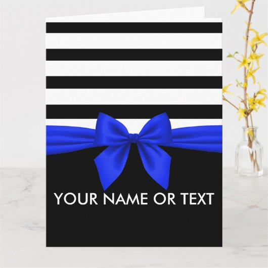Persoonlijke Zwarte,witte Strepen feestelijke Blau Kaart (Gele Bloem)
