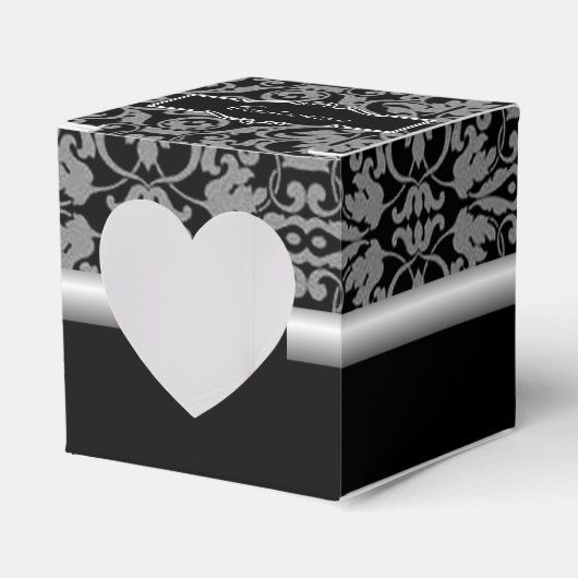 Persoonlijke zwarte & zilverdampkast voor hartslag bedankdoosjes (Voorkant Zijde)