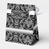 Persoonlijke zwarte & zilveren damasten favorieten bedankdoosjes (Achterkant)