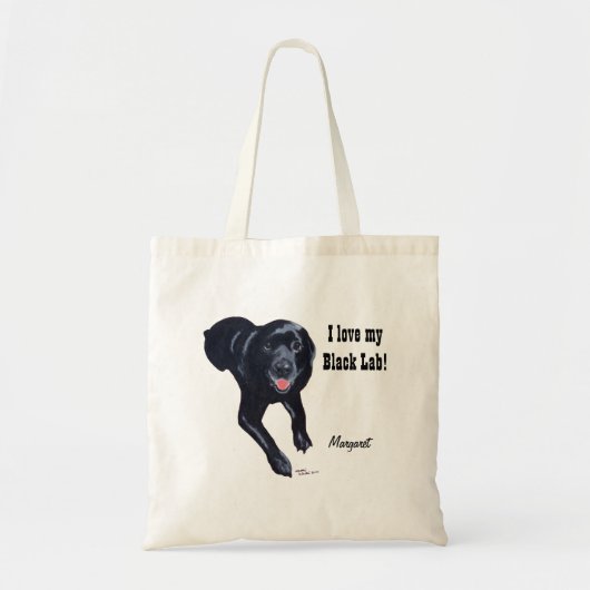 Persoonlijke zwartlabrador glimlachen tote bag (Voorkant)