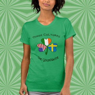 Persoonlijke Zweden Ierland USA Shamrock Dames T-shirt
