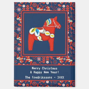 Persoonlijke Zweedse Dala Horse Kerstmagneet Magneet