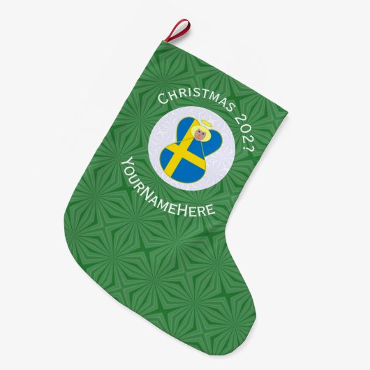 Persoonlijke Zweedse engel kerst vlag Grote Kerstsok (Voorkant (Hangend))