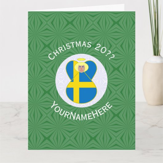 Persoonlijke Zweedse engel kerst vlag Kaart (Voorkant)
