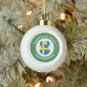 Persoonlijke Zweedse engel kerst vlag Keramische Bal Ornament