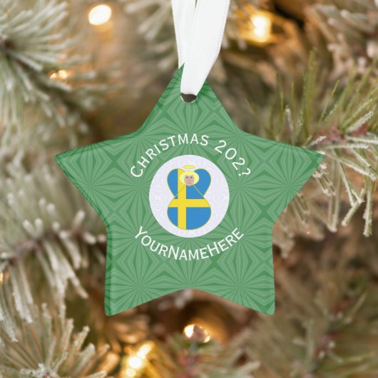 Persoonlijke Zweedse engel kerst vlag Ornament (Boom)