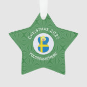 Persoonlijke Zweedse engel kerst vlag Ornament (voorkant)