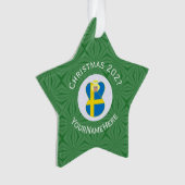Persoonlijke Zweedse engel kerst vlag Ornament (voorkant)