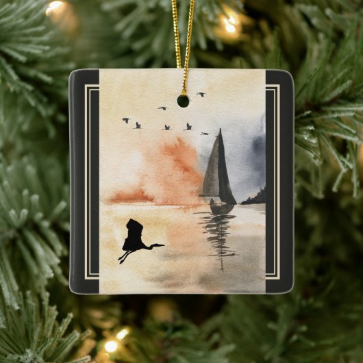Persoonlijke zweefboot en vogelkerst keramisch ornament (Boom)
