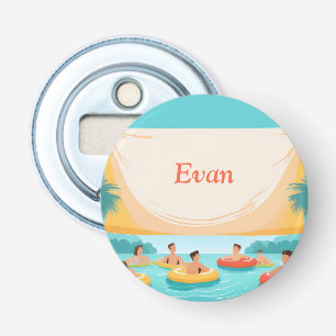 Persoonlijke Zwembad Floats voor een Pool Party Button Flesopener