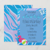 Persoonlijke zwembadfeest uitnodiging (Voorkant / Achterkant)