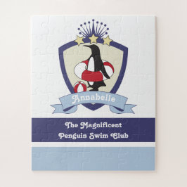 Persoonlijke zwemclub Crest Cute Penguin Kinder Legpuzzel