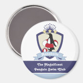 Persoonlijke zwemclub Crest Cute Penguin Kinder Magneet (Voorkant / Achterkant)