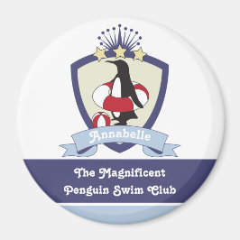 Persoonlijke zwemclub Crest Cute Penguin Kinder Magneet