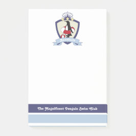 Persoonlijke zwemclub Crest Cute Penguin Kinder Post-it® Notes
