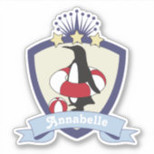 Persoonlijke zwemclub Crest Cute Penguin Kinder Sticker (Voorkant)