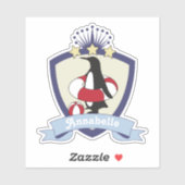 Persoonlijke zwemclub Crest Cute Penguin Kinder Sticker (Vel)