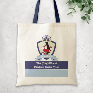 Persoonlijke zwemclub Crest Cute Penguin Kinder Tote Bag