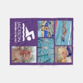 Persoonlijke zwemfoto-Collage-zwemnaam Fleece Deken (Voorkant (Horizontaal))