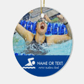 Persoonlijke zwemfoto Kerstmis Keramisch Ornament (Links)