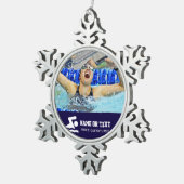 Persoonlijke zwemfoto-zwemmer, kerstnaam tin sneeuwvlok ornament (Rechts)