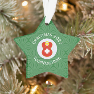 Persoonlijke Zwitserse engel kerst vlag Ornament