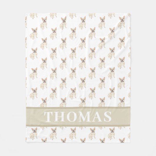 PersoonlijkeFrenchie (Fawn Tan Crème) Fleece Deken (Voorkant)