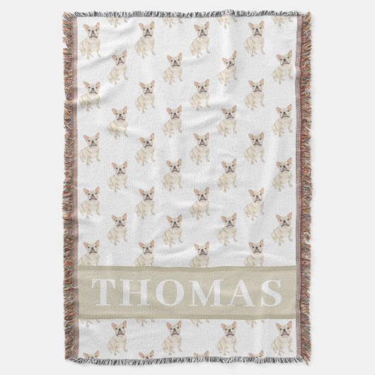 PersoonlijkeFrenchie (Reebruine Crème) Deken (Voorkant Verticaal)