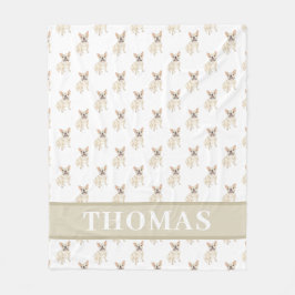 PersoonlijkeFrenchie (Reebruine Crème) Fleece Deken