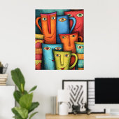 Persoonlijkheid Plus Lachende Kopjes Poster (Thuiskantoor)