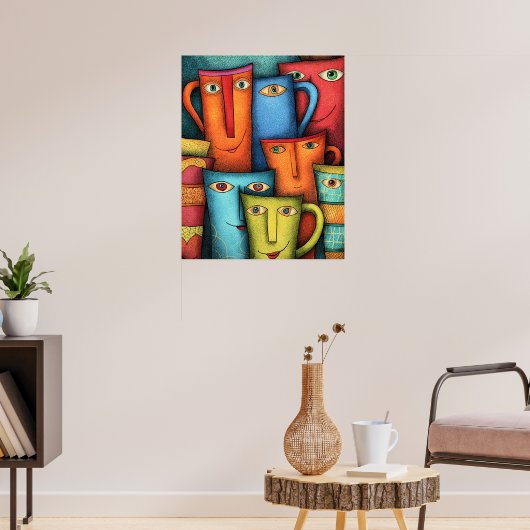 Persoonlijkheid Plus Lachende Kopjes Poster (Woonkamer 3)