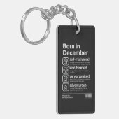 Persoonlijkheid van mensen geboren in december sleutelhanger (Voorkant Links)