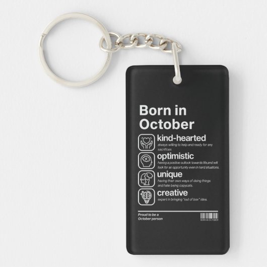 Persoonlijkheid van mensen geboren in oktober sleutelhanger (Voorkant)